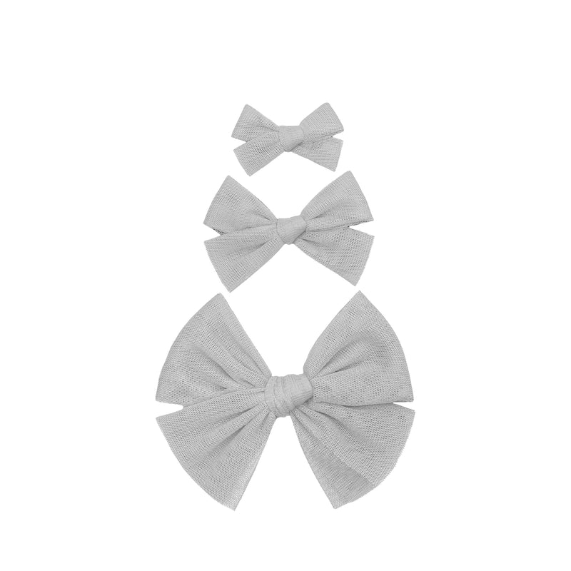 Tulle Bow - Grey Clip