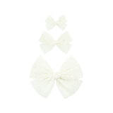 Tulle Bow 3 Pack: Tan Dot Clips