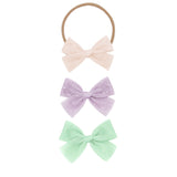 Tulle Bow 3 Pack: Lavender Dot Headbands