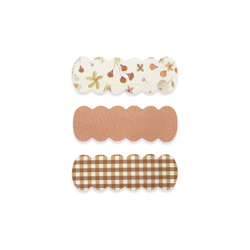 Leather 3 Pack - Sunstone Scallop Snap Clips