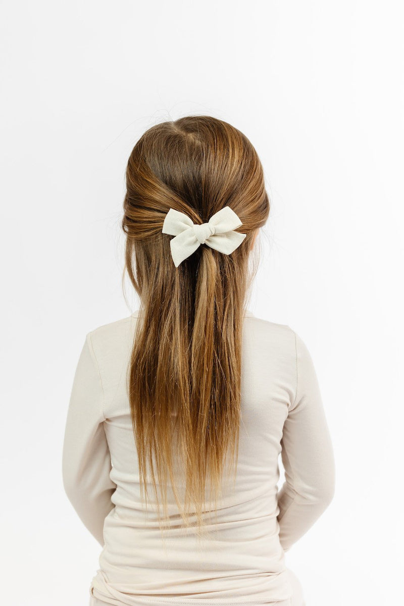 Linen Bow - Ivory Clip