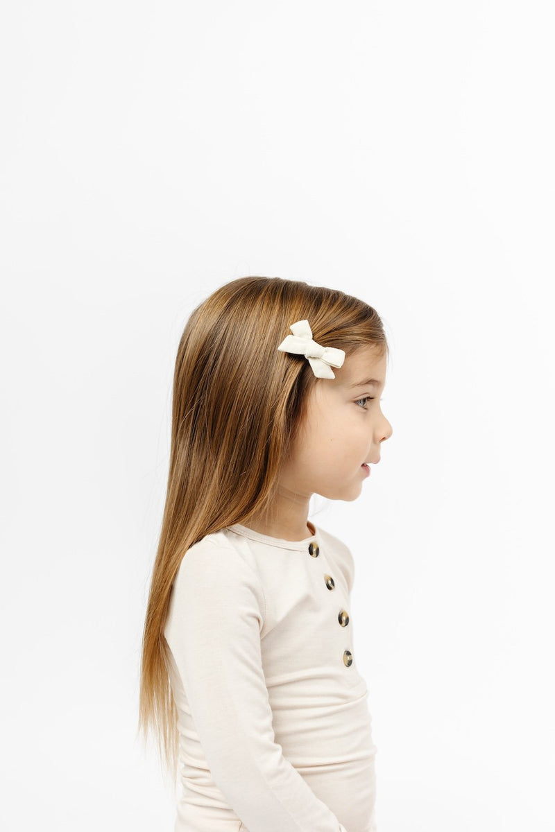 Linen Bow - Ivory Clip
