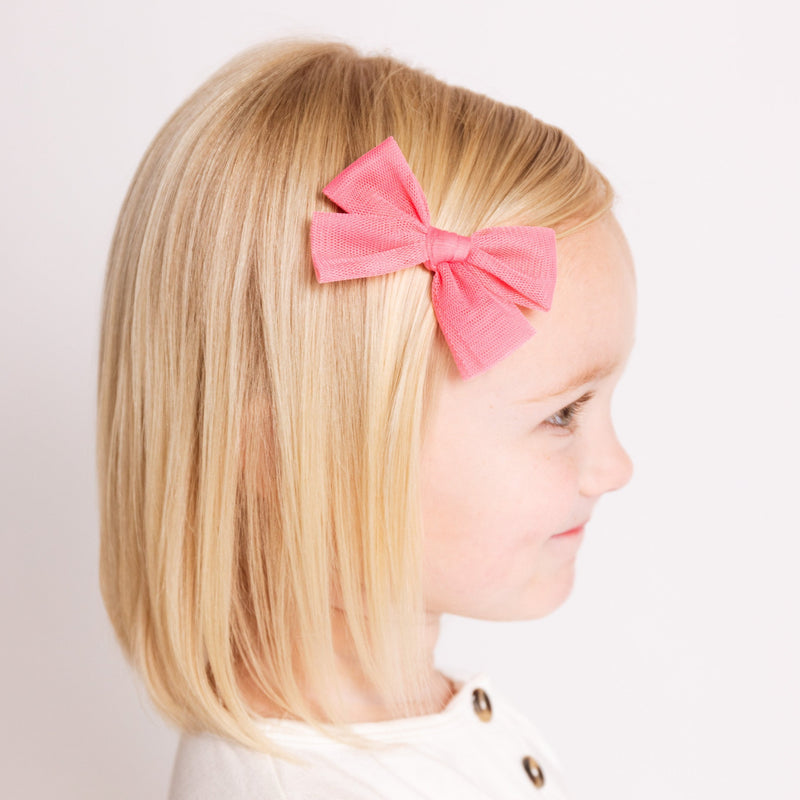 Tulle Bow - Strawberry Clip