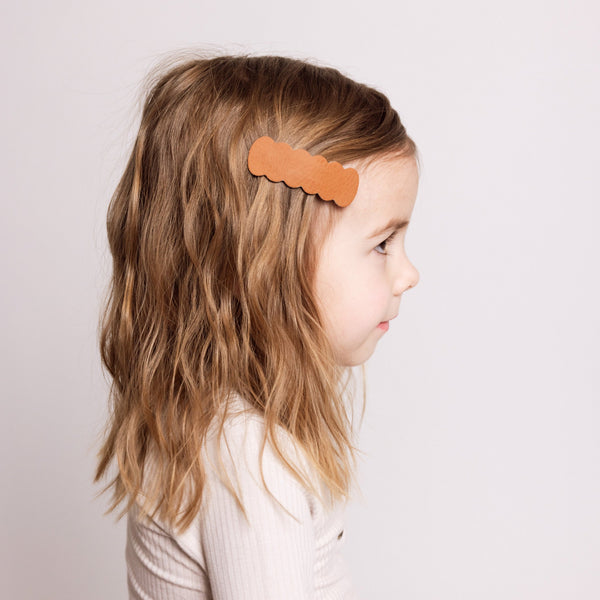 Leather - Ginger Scallop Snap Hair Clip