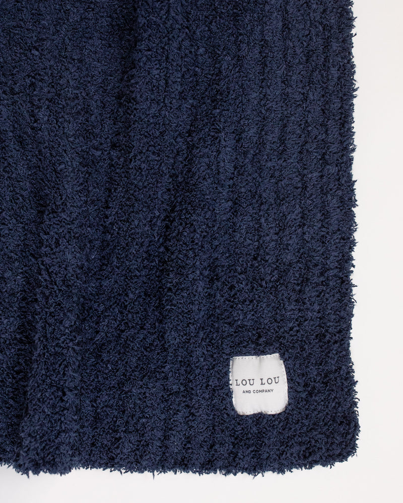 Chenille Blanket - Navy - Small & Large