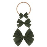 Tulle Bow 3 Pack: Olive Headbands