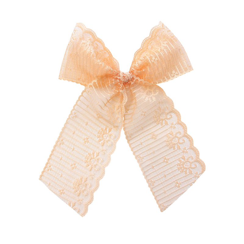 Lace Bow - Peach Lace Sash Clip