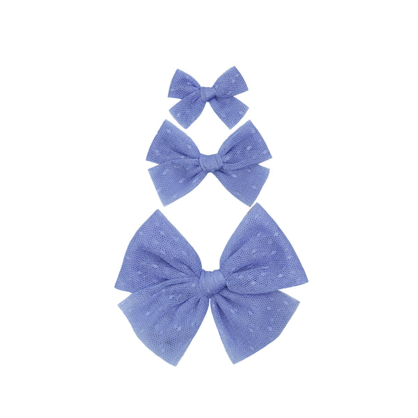 Tulle Bow - Periwinkle Dot Clip