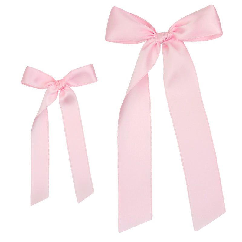 Satin Bow - Baby Pink Sash Clip