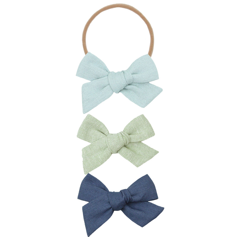 Linen Bow 3 Pack: Mist Headbands