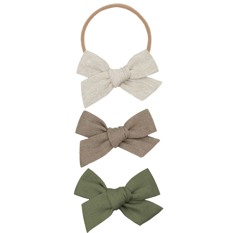 Linen Bow 3 Pack: Stone Headbands