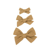 Linen Bow - Tan Clip