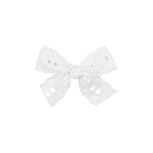 Vintage Bow - White Eyelet Lace Clip
