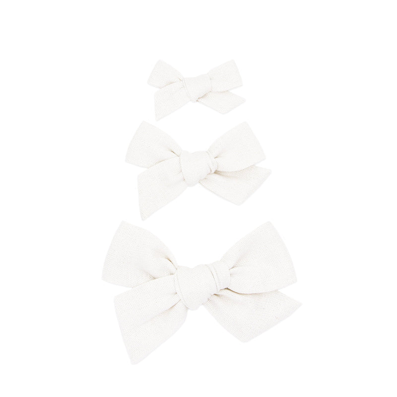 Linen Bow - White Clip