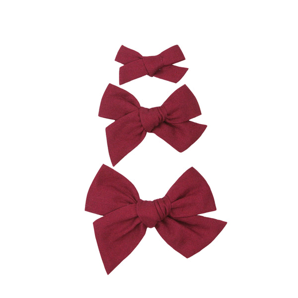 Linen Bow - Cranberry Clip