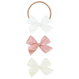 Satin Bow 3 Pack: French Pink Headbands