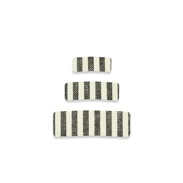 Leather - Stone Stripe Snap Hair Clip